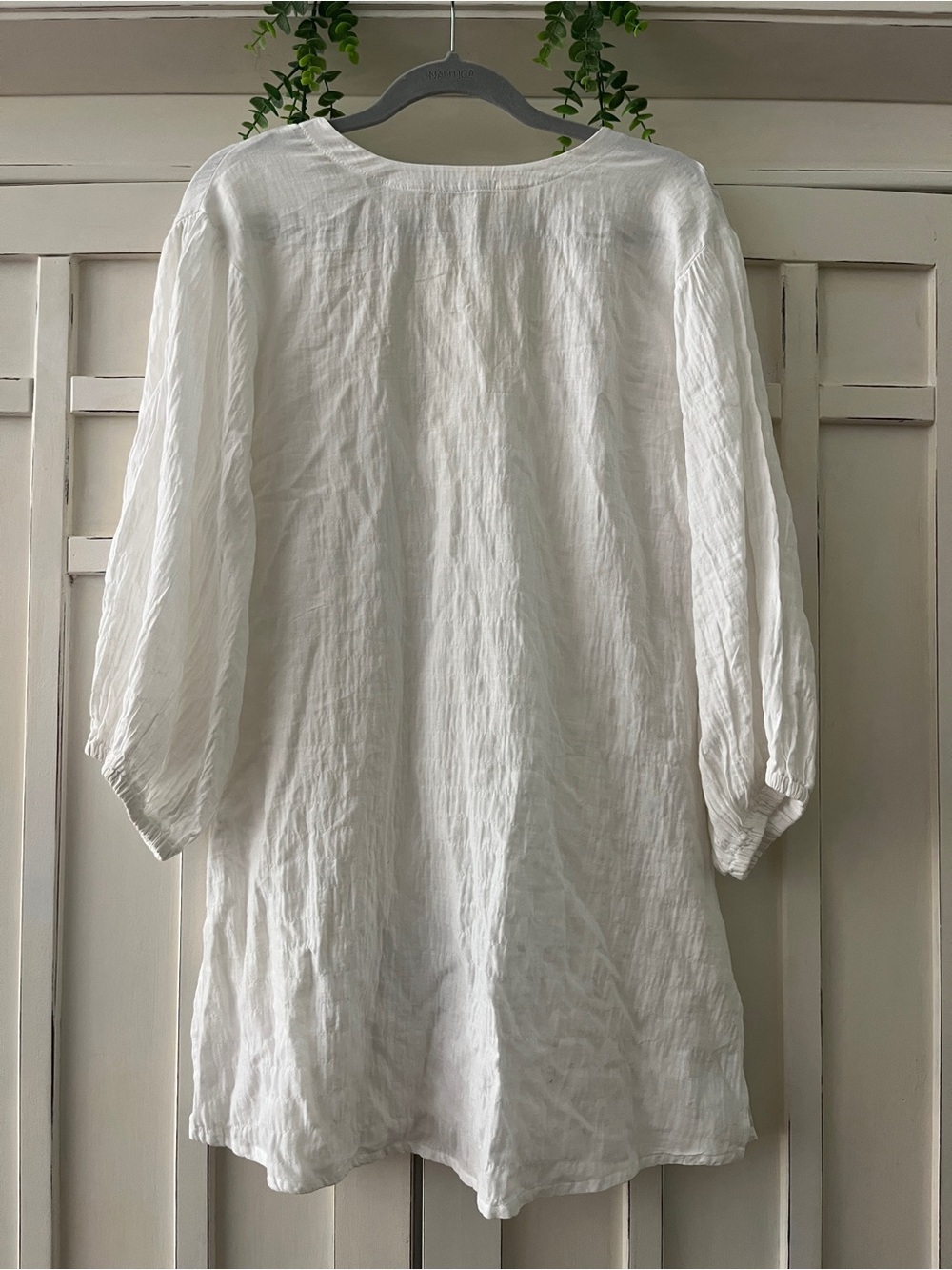 Robin Piccone White V-Neck Linen Swim Coverup Tunic - Picture 5 of 5